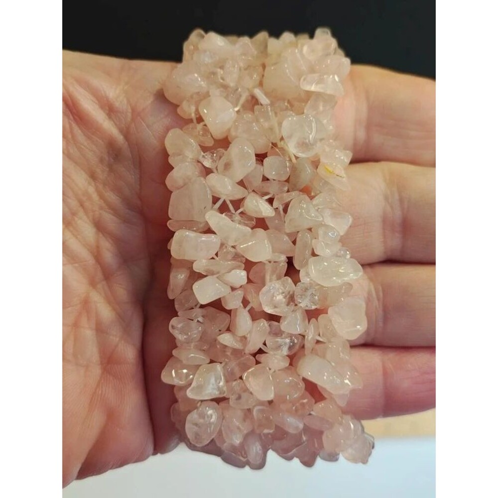 Natural Rose Quartz Gemstone Chip Stretch Bracelet